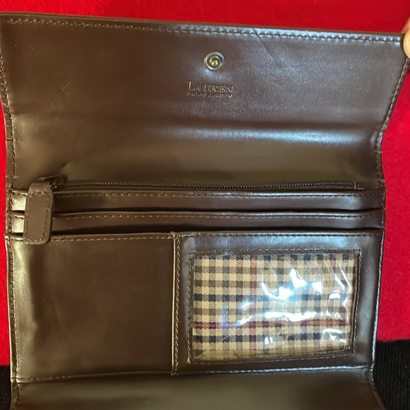 Lauren Ralph Lauren Brown Leather Trifold Wallet - Picture 3 of 6